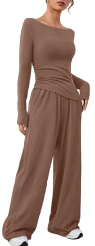 DURINM Donna Completo Tuta 2 Pezzi Completo a Maniche Lunghe Pantaloni Casual Elegante Tuta Ginnastica Tuta Sportiva Donna Completi Felpa Pantaloni Jogging Invernale per Casa Fitness