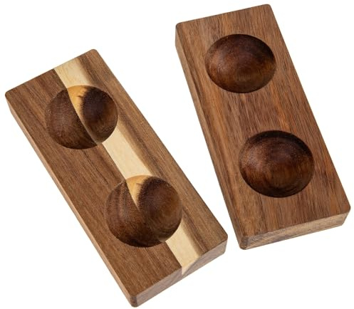 OSALADI Portauova da Banco in Legno Naturale 2 Pezzi Scanalature Protettive Vassoio per la Conservazione delle Uova in Frigorifero Contenitore Rustico per Cucina e Piano di Lavoro
