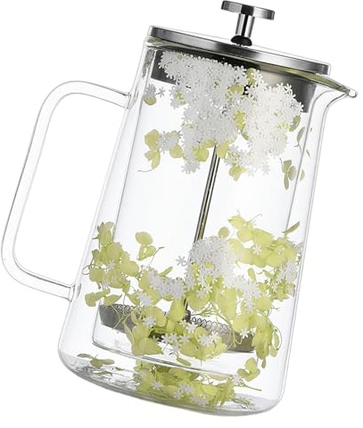 LEADSDGE Cafetera francesa de prensado de doble pared aislada de 650 ml, resistencia al calor y aislamiento térmico para máquina de flores secas, prensa de vidrio y metal de alta calidad