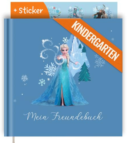 PRINTHOUSE ELSA Freundebuch Kindergarten Mädchen Inkl. Sticker - Offiziell Lizensiertes Disney Produkt - Freundschaftsbuch Kindergarten Freundebuch Mädchen Meine Kindergartenfreunde Buch 20x20