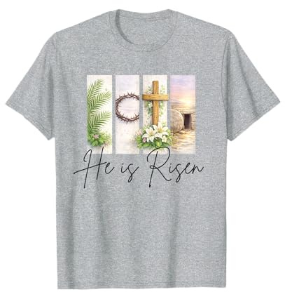 Él es Resucitado Cristiano Pascua Jesucristo Tumba Vacía Cruz Camiseta