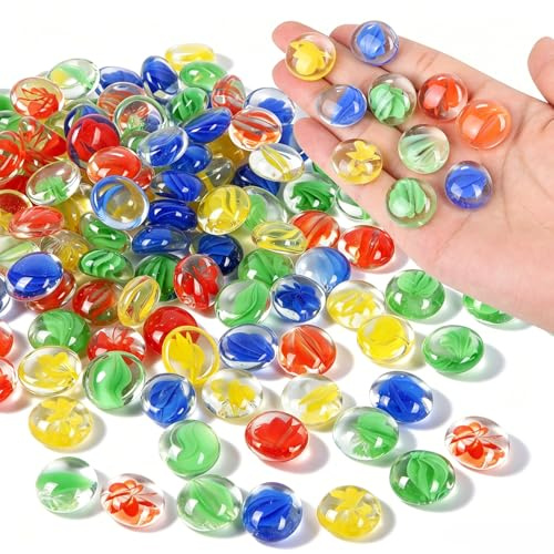 ENUTROF Billes Plates Verre Bille Plate Galets Decoratif Chinoises Aquarium | 500g 19.7MM Cailloux Galet Coloré pour Aquariums Vases Travaux Manuels Décoration Briques de Mosaïque Aménagement Paysager