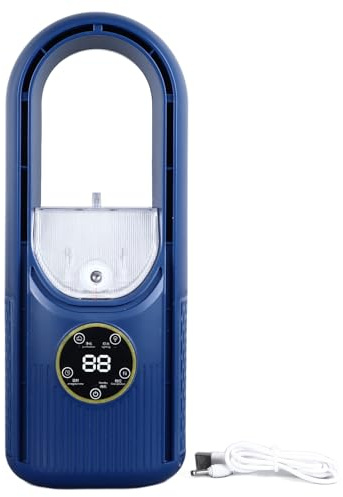 lvifloae Ventilador sin aspas Potente motor Ajuste de 6 velocidades Tanque de agua de 100 ml Silencioso Ventilador de enfriamiento por nebulización de mesa USB con sincronización para el (Azul)
