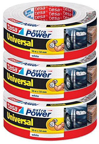 tesa Reparaturband extra Power Universal, gewebeverstärktes Folienband, schwarz (Menge 3, 50m:48mm)