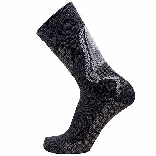 Calcetines de esquí Junior de alto rendimiento – Niños OTC cálido snowboard, calcetines de esquí para niños, niñas, XS/S, Negro / Gris