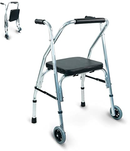 Mobiclinic®, Rollator, Compostela, Aluminium, 2 räder, Stabil, Höhenverstellbar, Mit gepolstertem sitz, Faltbar und leicht, Gepolsterter rückenlehne, Gehhilfe für senioren, Bequem