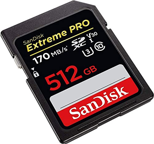 SanDisk Extreme PRO 512GB SDXC Memory Card up to 170MB/s, UHS-1, Class 10, U3, V30