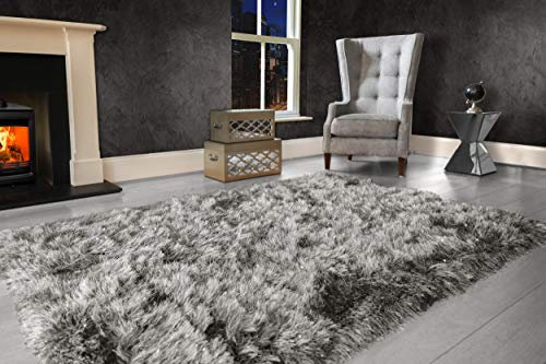viceroy bedding 9cm Extra Thick Dense Pile SHAGGY RUG with SPARKLE SHINE Strands - For Living Room Area Rugs - Modern Luxurious Super Soft Touch (Dark Grey, 160cm x 230cm (5.5ft x 7.5ft))