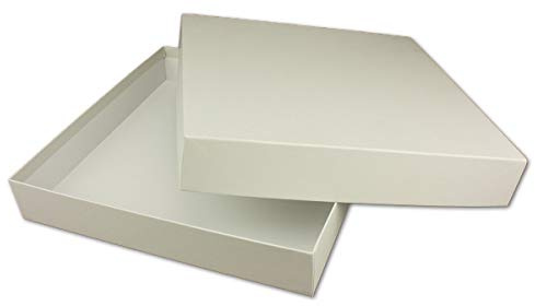 NEUSER PAPIER 2x Quadratische Aufbewahrungs- und Geschenk-Schachtel in Grau - 24 x 24 x 4 cm - Stülp-Schachtel mit Deckel - Ideal als Fotobox und Geschenkbox