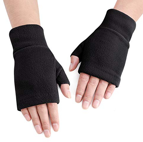 RUIXIB Women Men Fleece Fingerless Gloves Winter Warm Half Finger Gloves Half Mitten