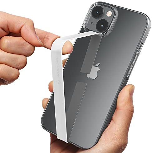 Sinjimoru Stretchable Silicone Phone Strap, Elastic Finger Grip, White | Sinji Loop, phone loop holder for phone case, wireless charging support, wrist pain relief, universal fit for phones