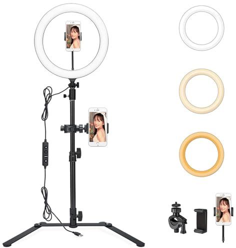 Godox LR120 12inches Ring Light with Desktop Stand, 3000K-6000K Bi-color Tik Tok Ring Light with Phone Holder, USB Powered, Dimmable Video Ring Lignt for Selfie Makeup Youtube Video Shooting (Black)