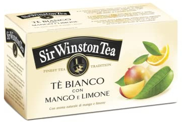 Sir Winston Tea® | Tè Bianco Aroma di Mango e Limone | 20 Bustine di Tè (25 Gr) | Tè Bianco Fresco ed Avvolgente