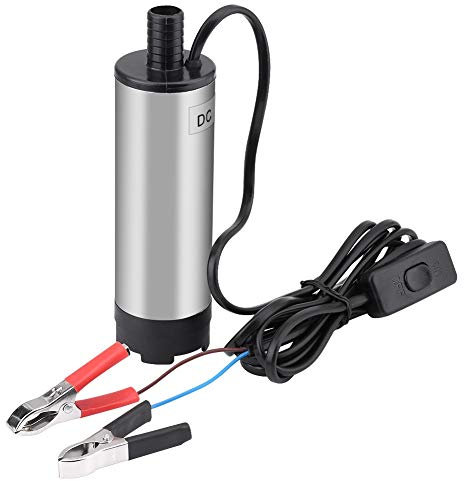DC 12V 51mm Dieselpumpe Wasserpumpe, Dieselpumpe 12v Selbstansaugend, 30 l/min Edelstahl Tauchpumpe Wasser Öl Kraftstofftransferpumpe für Auto, KFZ, Boot