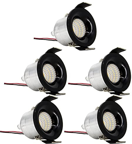 Premium X 5x LED Mini Spotlight Einbauspots 3W 240V 3000K 300LM Deckenspot Decken-Einbau-Strahler warmweiß ALU schwarz Einbauleuchte Spot-Strahler