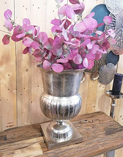 Vas blomvas kärl pokalvas dekorativ vas av metall, stor aluminium silver 46 cm