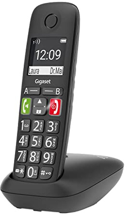 Gigaset Easy E294 - téléphone DECT sans Fil pour Les Seniors - Compatible avec de l'aide auditive - Facile à Utiliser, Menu à Grand écran et Grandes Touches, Noir