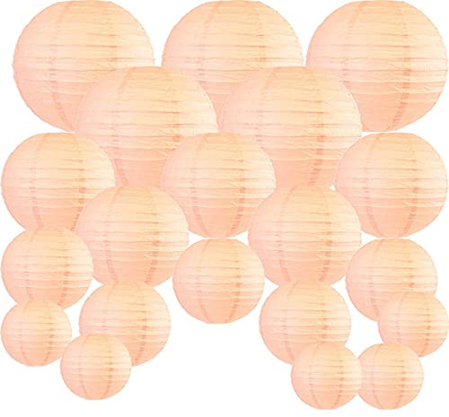 Hojffuue 20 StüCk 6 Zoll-12 Zoll Pfirsich Papier Laterne Chinesisch Sortierte GrrrEn Runde Lampion für Hochzeits Feier AuuEn Indoor HHNgendes Dekor,Papierlaterne Laterne
