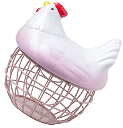 Tomaibaby 1 Pc Cesta De Almacenamiento Canasta De De Alambre De Metal Decoración De Cesta De Pollo Cestas De De Gallina Huevera Metalica Cerámica Único Cesta De Alambre