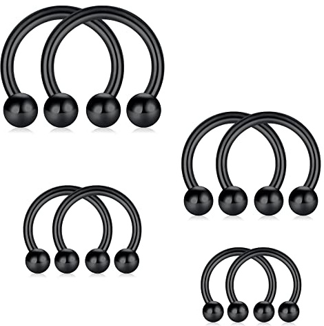 Longita 16G Edelstahl Septum Nasenring Septum Ring 6-12mm, Edelstahl