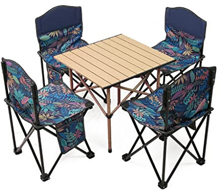 WANWEN Outdoor-Klapp- und Tischstuhl-Set |Ultrakompakter Aluminium-Campingtisch mit Sitzen für tragbares Picknick im Freien, Grillen, Party und Essen (Color : 5 Piece Set) Little Surprise