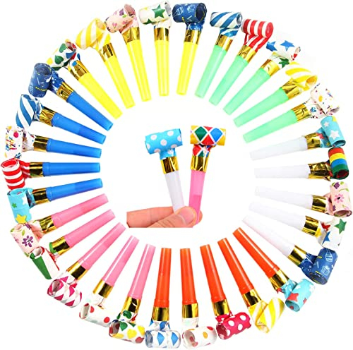 Frdelma Trombette Colorate,100 PCS Trombette Partito Trombette Trombette Colorate Divertente Partito Trombette Soffiatori per Halloween, Feste di Compleanno(Modello Casuale) Partytröten Luftrüssel
