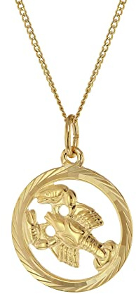 trendor Halskette mit Sternzeichen Krebs 333 Gold Ø 16 mm klassischer Tierkreiszeichen Anhänger für Damen oder Herren, zeitloser Halsschmuck 41980-07-40 40 cm