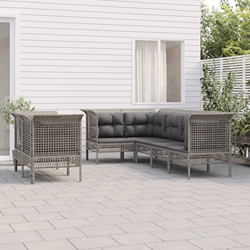 Tidyard 7-TLG. Gartenlounge, Balkonlounge, Gartensofa, Terrassensofa, Loungesofa Outdoor, Loungemöbel Garten Rattan, Terrassen Sitzmöbel, Gartenmöbel Set Rattan wetterfest