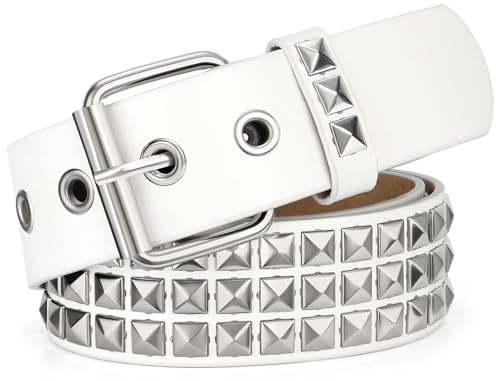 WHIPPY Nietengürtel Leder Metall Punk Rock Nietengürtel für Damen/Herren Punk-Ledergürtel Gotischer Gürtel Zubehör für Jeanshosen