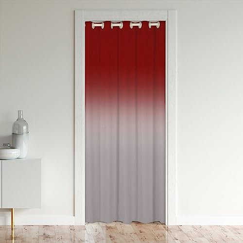 Loussiesd Rot Vorhang für Innentür Raumteiler für Schlafzimmer Wohnzimmer Ombre Grau Türvorhang 86x203cm Gradient Stil Raumteiler Vorhänge Gardinen Frauen Männer Leicht Abstrakte Vorhang