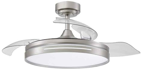 FABRILAMP TODOLAMPARA - VENTILADOR DE TECHO LUZ LED DC MICENAS NIQUEL ASPAS DESPLEGABLES 108D 6 VELOCIDADES REMOTO+TEMPORIZA+MEMORIA
