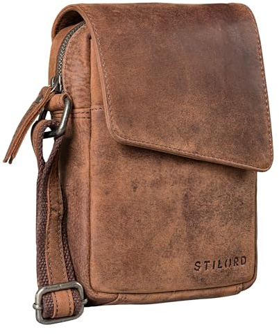 STILORD Fridolin Kleine Umhängetasche Herren Echtleder - Vintage Ledertasche Schultertasche Leder elegant - Messenger Bag Handtasche klein Farbe:eichen - braun