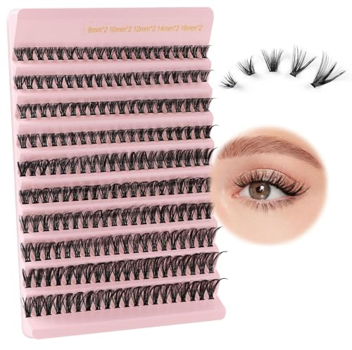 Poiuyoiu 40D Falsche Wimpern Extensions Wiederverwendbare Fake Lashes Cluster Lashes 8-16mm Gemischte Länge Künstliche Wimpern Natürlich Wispy Einzelne Wimpern DIY Eyelashes Extensions