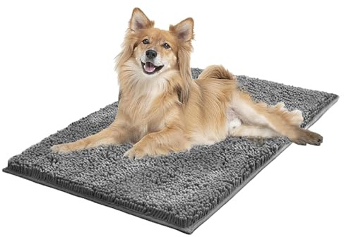LYXLBX Clean mat, Premium cleany mat Hund 60 x 90 cm,Schmutzfangmatte Hunde,wasserdicht Teppich für Hund,Fußmatte Innen waschbar,für Eingang,Haustür & Flur,Dunkelgrau-60 x 90 cm