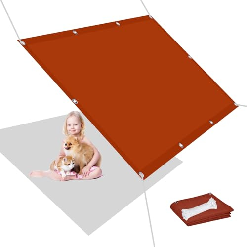 Sonnensegel Sonnenschutz 2.8 x 2.8 m Balkonverkleidung mit Seilen und Befestigungs Kit Geeignet für Balkone zur Beschattung, Rostrot