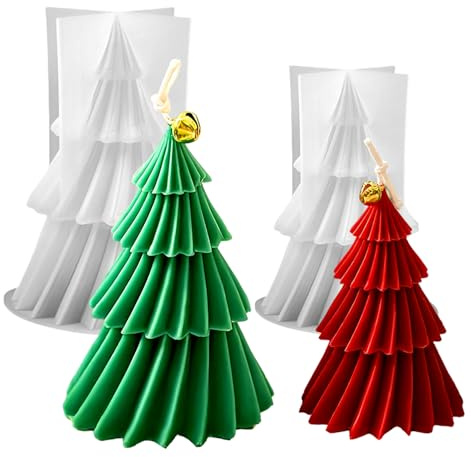 2pcs Stampi Candela in Silicone per Natale, Stampi in Silicone per Alberi di Natale, Stampo per Candela 3D, Stampo Gesso per Alberi di Natalizi Per Decorazione Della Casa, Decorazioni da Tavolo