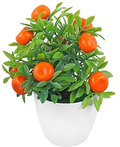 Fituenly Künstlicher Orangenbaum-Bonsai, Mandarinen-Topf, Künstliche Früchte, Zuhause, Büro, Garten, Schreibtisch, Party-Dekoration, Tischdekoration