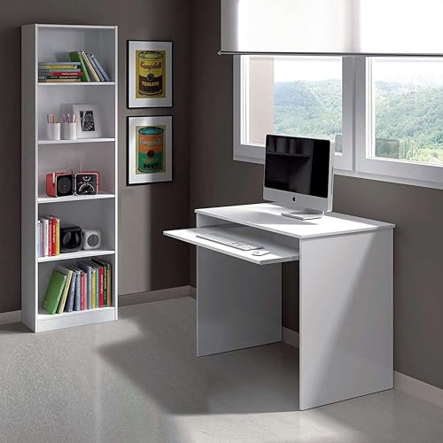 Miroytengo Pack Muebles Estudio Juvenil Infantil I-Joy Estilo Contemporáneo en Color Blanco formado por Escritorio + Estantería
