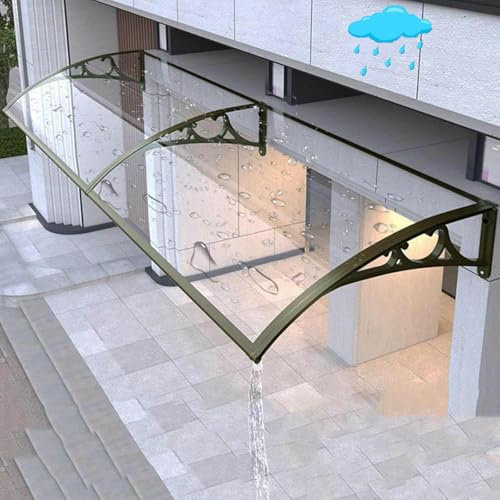 Generisch Vordach für Haustür,Vordach für Haustür mit Seitenteil,Halterung aus Aluminiumlegierung mit gebogener Halterung,Mit Seitenteil Regenrinne,für Hauseingang,100x280cm/39x110in