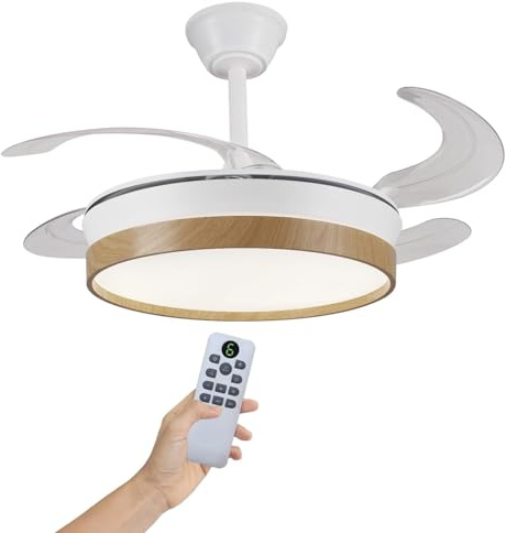 LUMIKING Ventilador de Techo con Luz LED 72W Silencioso - CCT 3000-4000-6000K con Aspas Retractiles - Mando a Distancia, Función Verano e Invierno y Reversible - Ventilación en Hogares y Oficinas