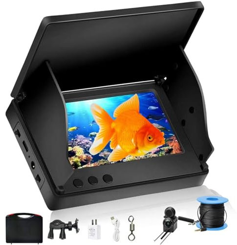 Fischfinder, Unterwasserkamera Angeln mit 4.3 Zoll IPS Display, 220° Weitwinkel Nachtsicht und 30m Kabel, IP67 Wasserdicht Fishfinder, HD-Kamera für Alle Gewässer Angelkamera für Angler und Abenteurer