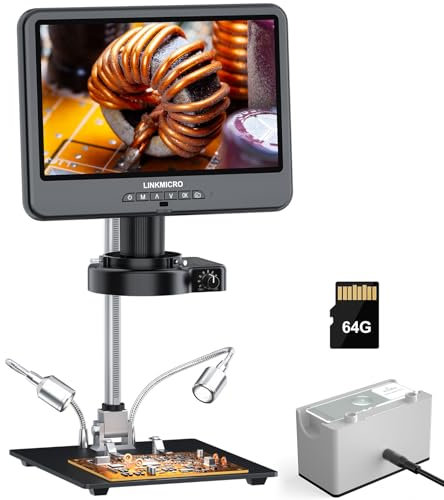 LM208S Microscope numérique HDMI 4K 10,1 pour électronique, anneau lumineux 56 LED, caméra de microscope à souder 1500X 4K pour adultes, loupe de pièces USB, vue complète des pièces de monnaie, vidéo
