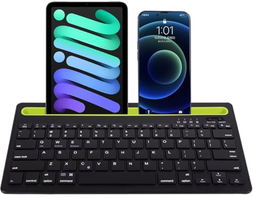 Teclado Inalámbrico Multidispositivo Klack Recargable Bluetooth de 2 Canales en Español (Incluye Ñ), con Soporte para Tablet ó móvil - Negro