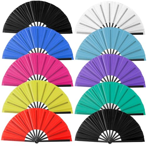 Oncpcare 10 Pcs Boots on The Ground Hand Fan Bulk, Folding Popping Clacking Fans for Line Dancing (Mix Color) | 13 Inch Dance Rave Clack Fans , Popping Foldable Hand Fans for Dance Teams, Group Events, Performances and Parties