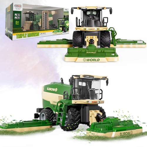 PENGBU RC Ferngesteuerter Mähdrescher, Mähdrescher Ferngesteuert Kinder Rasenmäher, 2.4 GHz Ferngesteuerter Traktor Ferngesteuert und Maishäcksler mit Sound/Licht/Spray, Harvester Trecker