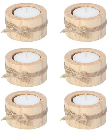 SEABABOO Kerzenständer Klein 6 Set Kerzenständer Holz Kerzenhalter Für Stabkerzen Kerzenhalter Holz Vintage-Teelichthalter für Party Hochzeit Halloween Weihnachten Heimdekoration Jubiläum Wohnung (S)