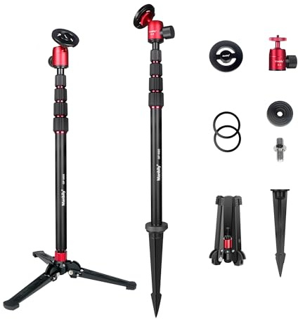 Manbily GF-M25 5-in-1 Golf-Einbeinstativ für Smartphones, Kameras, Einbeinstative, Magnetischer Telefonständer, Selfie-Stick mit langem Erdspieß, Stativ-Basishalterung Verlängerungsstange 1/4 172cm