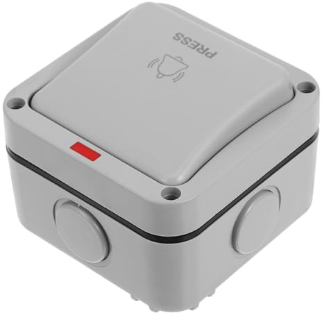 IMIKEYA Interruptor Botón Pulsador Para Montaje Superficie, Contacto Momentáneo Para Control Acceso Puertas y Garajes, Uso Exterior Jardín y Baño, Resistente Lluvia