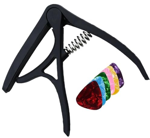 Capo for Guitar | Acoustic Guitar Capos with 6 Picks - Portable Adjustable Clip Precise Performance for Player Beginners Men Women Practice