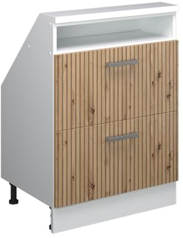 Vicco Dachschrägenschrank Rion, Artisan-Eiche/Weiß | B60 x T46 cm, mit 2 Schubladen, platzsparend für Dachschrägen